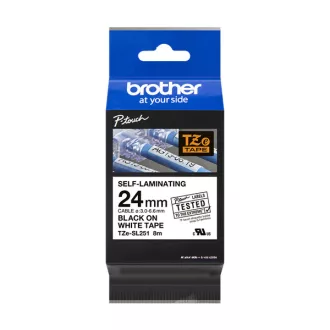   BROTHER szalag TZE-SL251, Fehér alapon Fekete, önlamináló,  24mm , 8 méter