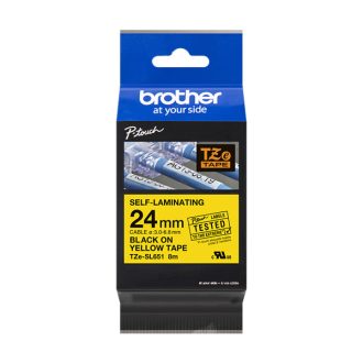   BROTHER szalag TZESL651, Sárga alapon Fekete, önlamináló,  24mm , 8 méter