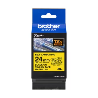   BROTHER szalag TZESL651, Sárga alapon Fekete, önlamináló,  24mm , 8 méter