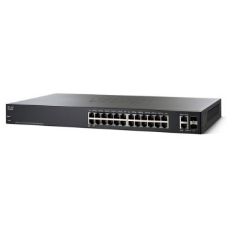   CISCO Switch 24x100Mbps + 2x1000Mbps SFP Kombó, Rackes, Fémházas, Menedzselhető - SF220-24-K9-EU