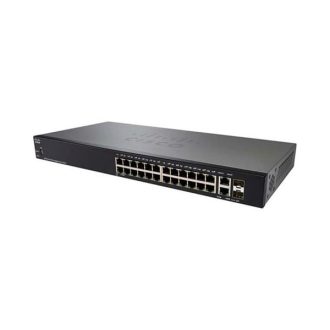   CISCO Switch 24x100Mbps (POE+) + 2x1000Mbps SFP Kombó, Fémházas, Rackes, Menedzselhető - SF220-24P-K9-EU