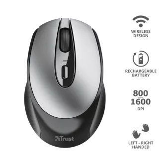   TRUST Vezeték nélküli tölthető egér 23809 (Zaya Rechargeable Wireless Mouse - black)