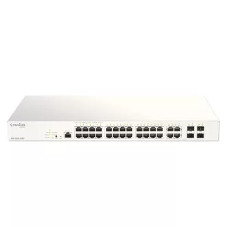   D-LINK Switch 24x1000Mbps(24xPOE) + 4xGigabit kombó Fémházas, Menedzselhető (193W POE) + 1 év Nuclias, DBS-2000-28MP/E