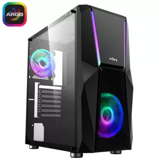   NJOY Ház Midi ATX FORT Tápegység nélkül, USB2.0+3.0, Fekete