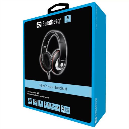 SANDBERG Fejhallgató, Play'n Go Headset Black