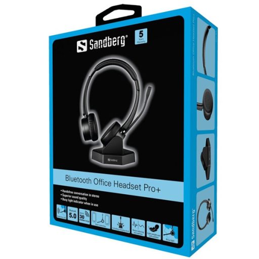 SANDBERG Fejhallgató mikrofonnal, Bluetooth Office Headset Pro+