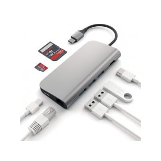   Satechi Aluminium Type-C Multi-Port Adapter (HDMI 4K,3x USB 3.0,MicroSD,Ethernet) - Space Grey