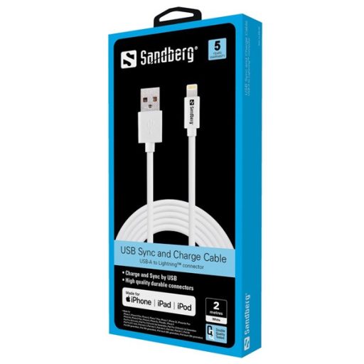 SANDBERG Töltőkábel, USB>Lightning 2m AppleApproved