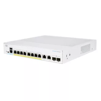   CISCO Switch 8x1000Mbps (POE+) + 2x1000Mbps SFP, Fémházas Rackes, Menedzselhető - CBS250-8FP-E-2G-EU