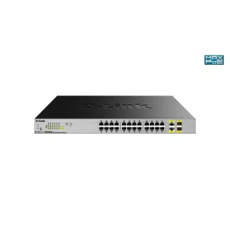   D-LINK Switch 24x1000Mbps(24xPOE) + 2xGigabit kombó SFP Rackes, DGS-1026MP