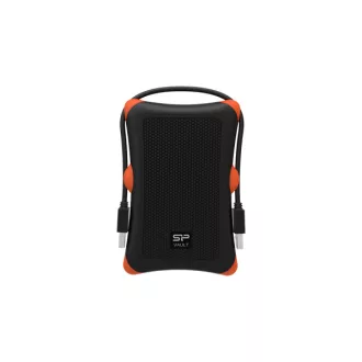   SILICON POWER 2.5" HDD USB 3.2 2TB Armor A30 ütésálló, Fekete-Narancs