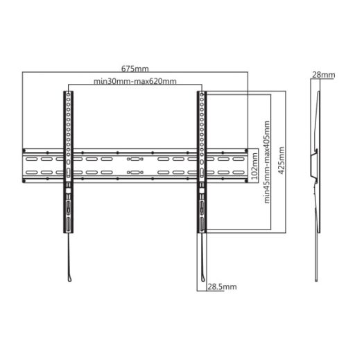 SBOX PLB-2546F fali konzol, fix, 37"-70", 600x400, max 35 kg