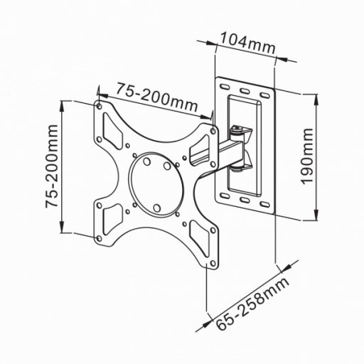 SBOX LCD-2901 fali konzol, dönthető, forgatható, 19"-37", 200x200, max 25 kg