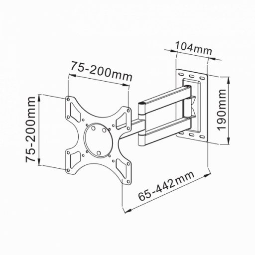 SBOX LCD-2903 fali konzol, dönthető, forgatható, 19"-37", 200x200, max 25 kg