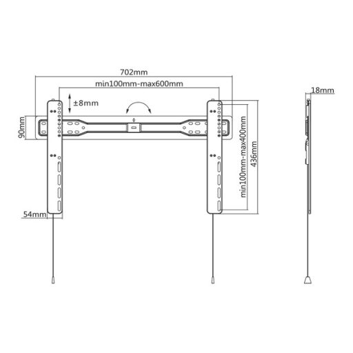 SBOX Fix fali konzol PLB-5746F, WALL MOUNT (37-70", max. 35kg, max.VESA: 600x400 mm)