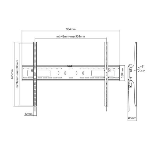 SBOX Fali konzol PLB-4269T, WALL MOUNT (60-100", max. 75 kg, max.VESA: 900x600 mm)
