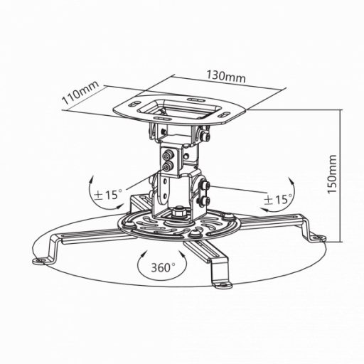 SBOX PM-18 Mennyezeti projektor tartó konzol, forgatható, dönthető, max. 13.5 kg