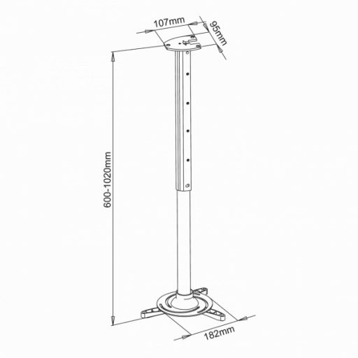 SBOX PM-102XL Mennyezeti projektor tartó konzol, forgatható, dönthető, max. 15 kg