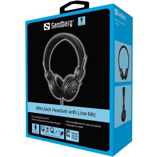 SANDBERG Fejhallgató, MiniJack Headset with Line-Mic