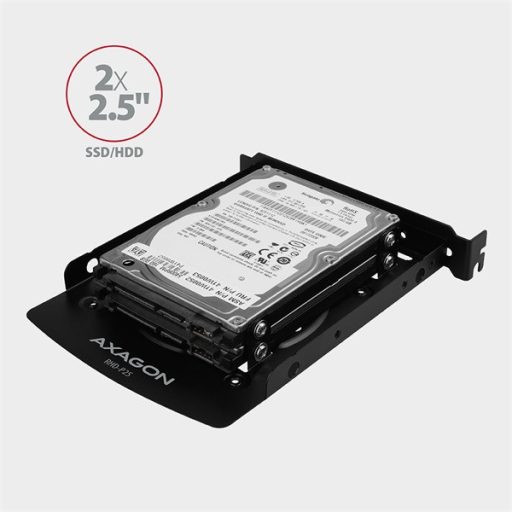 AXAGON RHD-P25 3,5"vagy PCI slotba 2x2,5" SSD/HDD beépítő keret, fekete