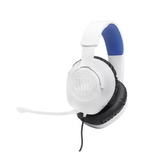   JBL Quantum 100P Console (Vezetékes, gaming fejhallgató levehető mikrofonnal), Fehér/Kék