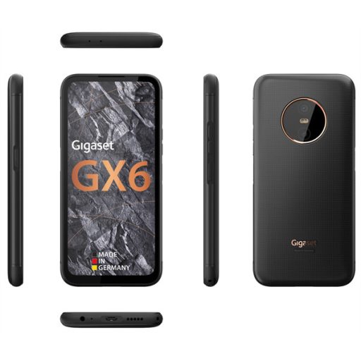 GIGASET GX6 okostelefon, 6,6”, 5G, Bt5.2, NFC, 6/128GB, IP68 víz- és porálló, Dual SIM, Android 12, kivehető akku,fekete