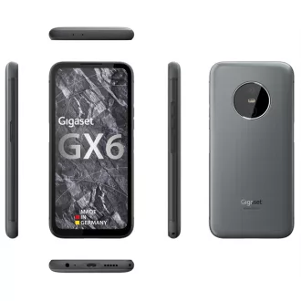   GIGASET GX6 okostelefon, 6,6”, 5G, Bt5.2, NFC, 6/128GB, IP68 víz- és porálló, Dual SIM, Android 12, kivehető akku,szürke