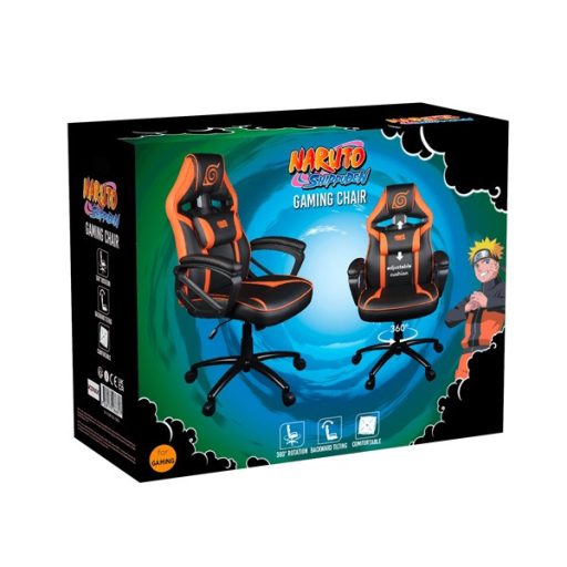 KONIX - NARUTO "Naruto" Gaming Szék Fejtámasszal + Deréktámasszal, Fekete-Narancs