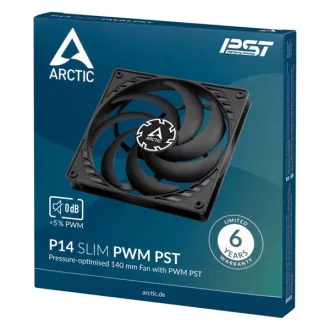   ARCTIC COOLING Rendszerhűtő Ventilátor P14 Slim PWM PST Fekete, 14cm