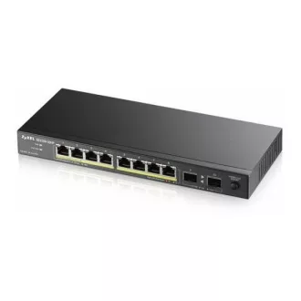   ZYXEL Switch 8x1000Mbps (8xPOE) + 2xGigabit SFP Fémházas Asztali, GS1100-10HP-EU0102F