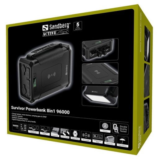 SANDBERG Hordozható akkumulátor, Survivor Powerbank 8in1 96000