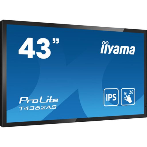 iiyama 24/7 interaktív kijelző, 42,5", 3840x2160, 16:9, 500cd, 8ms, 1200:1, HDMI/USB/Ethernet, T4362AS