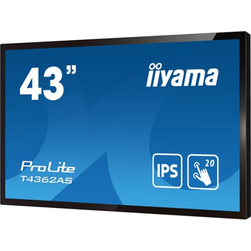 iiyama 24/7 interaktív kijelző, 42,5", 3840x2160, 16:9, 500cd, 8ms, 1200:1, HDMI/USB/Ethernet, T4362AS