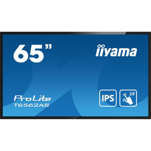 iiyama 24/7 interaktív kijelző, 64,5", 3840x2160, 16:9, 500cd, 8ms, 1200:1, HDMI/USB/Ethernet, T6562AS