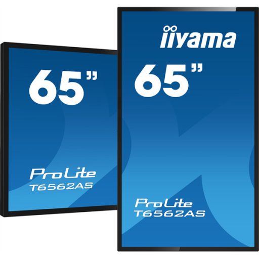 iiyama 24/7 interaktív kijelző, 64,5", 3840x2160, 16:9, 500cd, 8ms, 1200:1, HDMI/USB/Ethernet, T6562AS