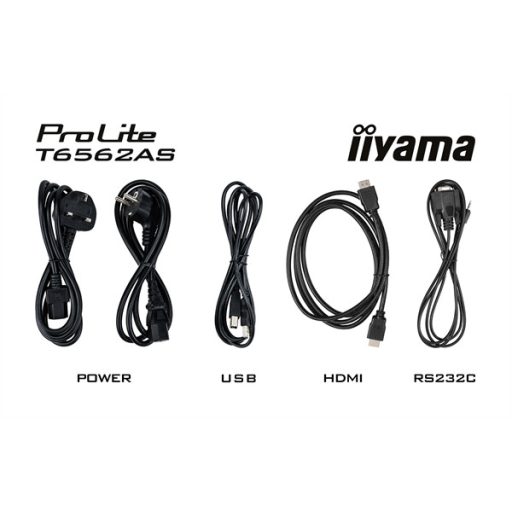 iiyama 24/7 interaktív kijelző, 64,5", 3840x2160, 16:9, 500cd, 8ms, 1200:1, HDMI/USB/Ethernet, T6562AS