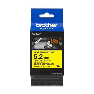   Brother szalag HSE-611E, Sárga alapon fekete, Zsugorcső, 5,2mm, 1,5m