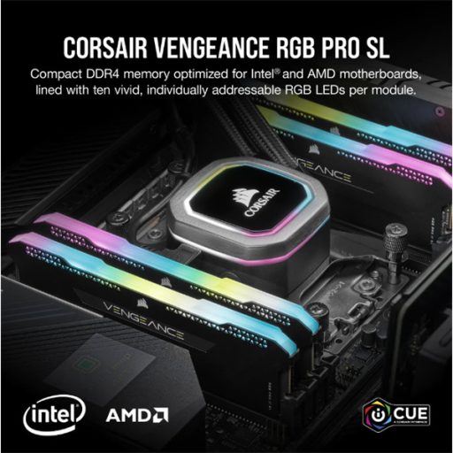 CORSAIR Memória VENGEANCE RGB PRO DDR4 16GB 3200MHz C16 (Kit of 2), fekete