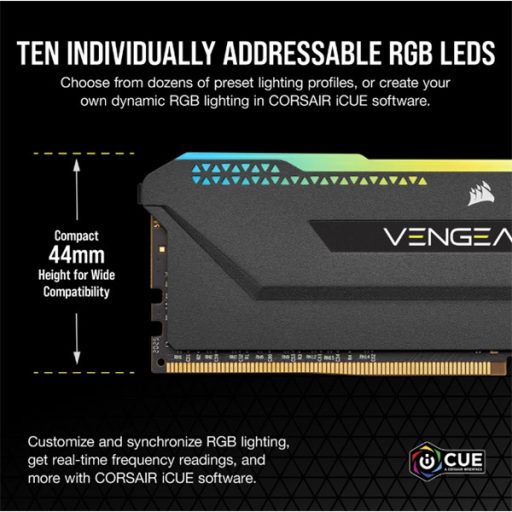 CORSAIR Memória VENGEANCE RGB PRO DDR4 32GB 3200MHz C16 SL (Kit of 2), fekete