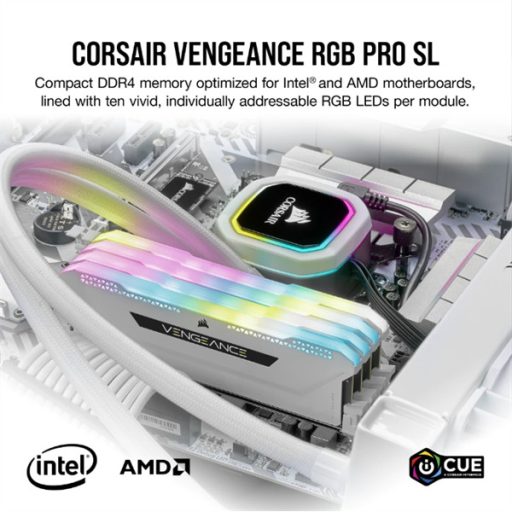 CORSAIR Memória VENGEANCE RGB PRO DDR4 16GB 3600MHz C18 SL (Kit of 2), fehér