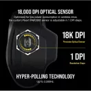 CORSAIR Vezetékes/Vezeték Nélküli Egér Gaming, DARK CORE RGB PRO, 8 programozható gomb, RGB, 18000dpi, fekete