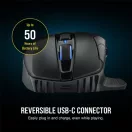 CORSAIR Vezetékes/Vezeték Nélküli Egér Gaming, DARK CORE RGB PRO, 8 programozható gomb, RGB, 18000dpi, fekete