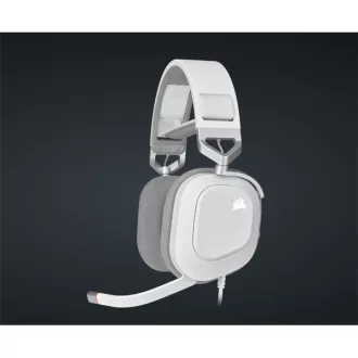   CORSAIR Vezetékes Headset, HS80 RGB USB Gaming, 7.1 Hangzás, RGB, fehér
