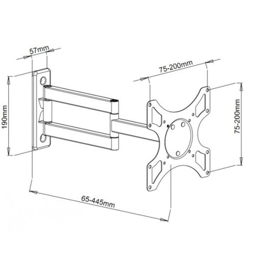 TECHLY ICA-PLB 148L dönthető fali karos konzol 32-65" LCD kijelzőhöz, fekete