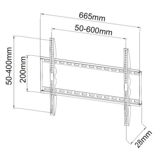 TECHLY ICA-PLB 162L fix fali konzol, 40-65" LED/LCD kijelzőhöz, ultra slim, fekete