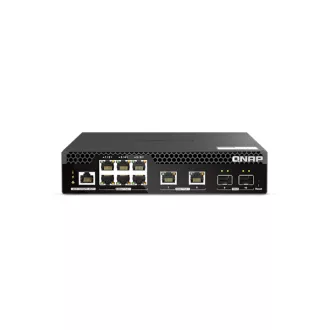   QNAP Switch 6x2500Mbps + 2x10000Mbs + 2x10000 SFP+, 90W POE++, Menedzselhető, Rackes - QSW-M2106PR-2S2T