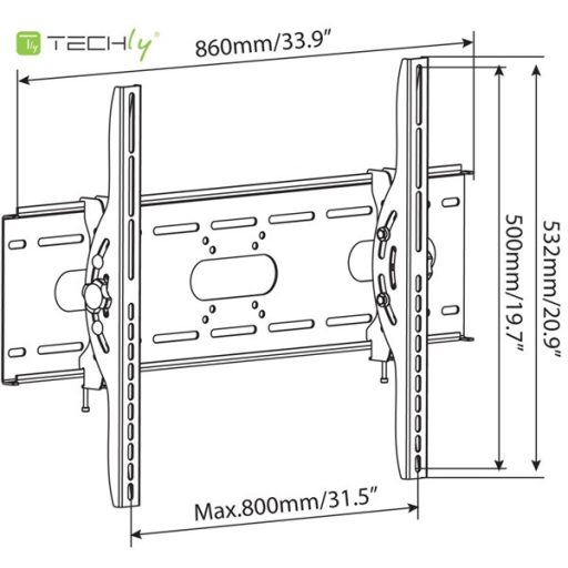 TECHLY ICA-PLB 890 dönthető fali konzol 42-80" LCD kijelzőhöz, fekete