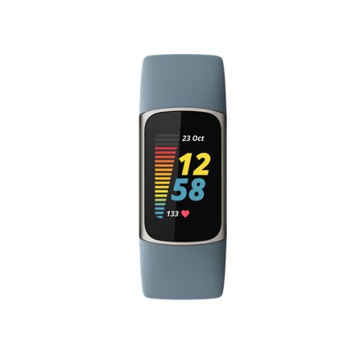 FITBIT Charge 5 Aktivitásmérő fitnesz karkötő (Steel Blue / Platinum Stainless Steel)