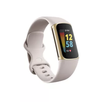   FITBIT Charge 5 Aktivitásmérő fitnesz karkötő (Lunar White / Soft Gold Stainless Steel)