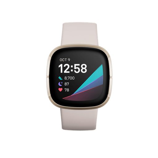 FITBIT Sense okosóra (Lunar White / Soft Gold Stainless Steel)